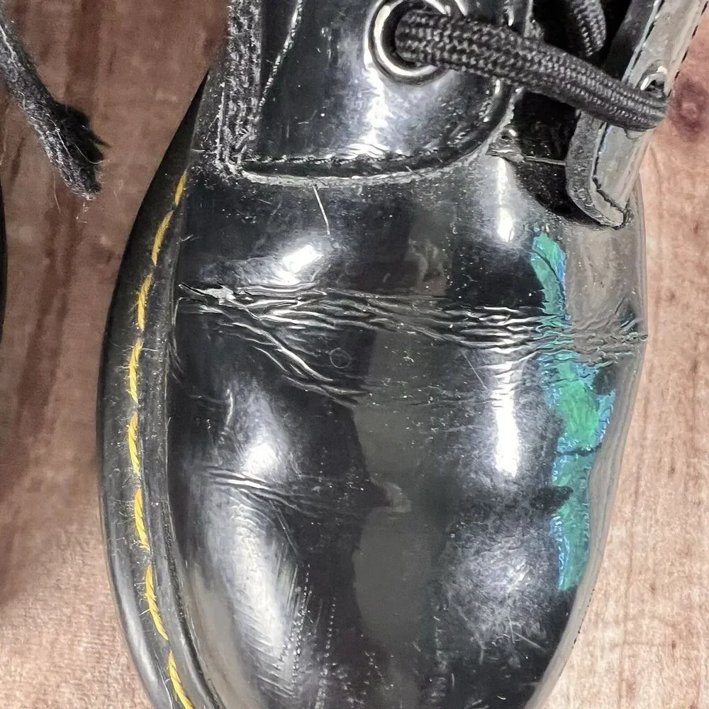 Dr. Martens 1460 Black Patent Leather 8 Hole Lace-Up Unisex Boots Shoes Size 8